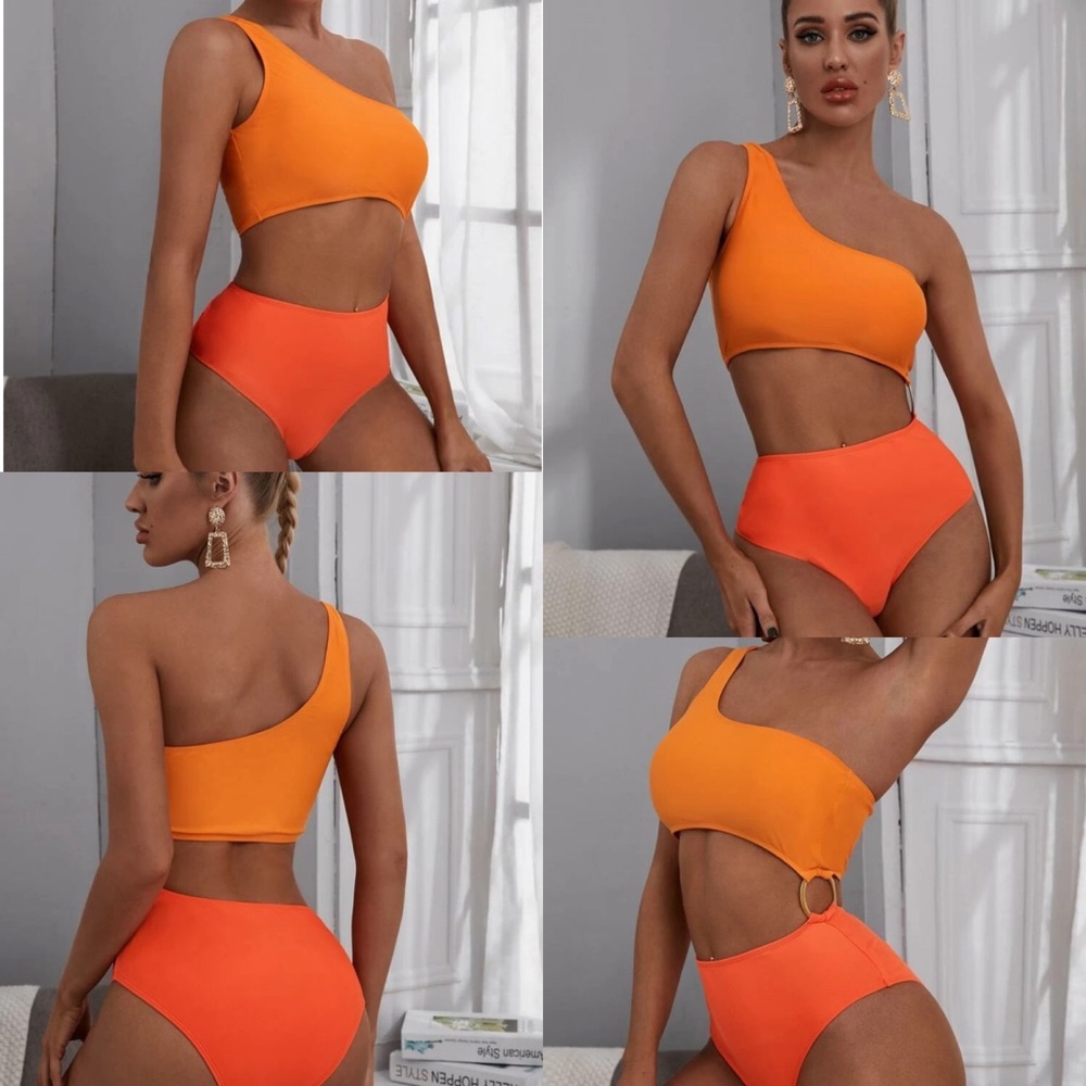 NWT Shein Orange One piece Swimsuit Sz L
